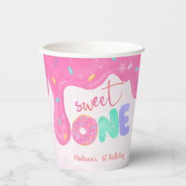 Sweet One Pink Frosting Girl's First Birthday Papieren Bekers