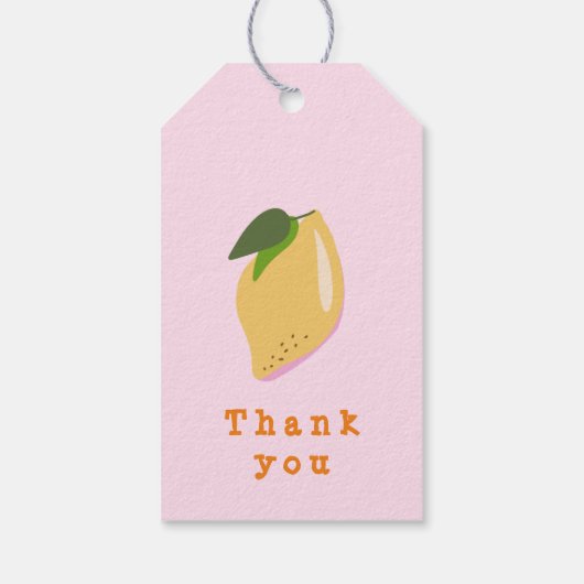 Sweet One Pink Lemon First Birthday Cadeaulabel (Achterkant)