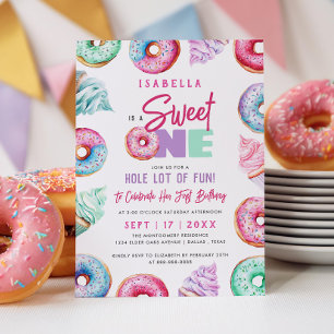 Sweet One Schattigee Doughnuts Meisje 1e verjaarda Kaart