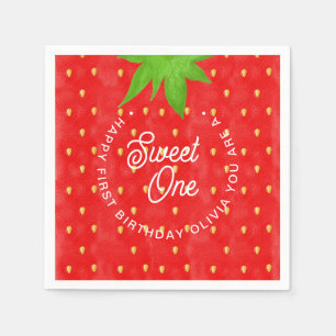 Sweet One Strawberry Birthday Paper Servet