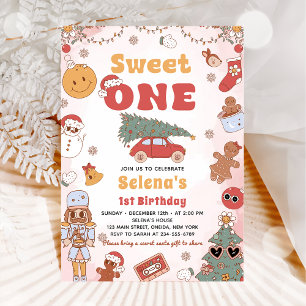 Sweet One Super Noël 1er anniversaire Invitation