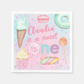 Sweet One-verjaardagspapieren luiers-feest. Servet (Voorkant)