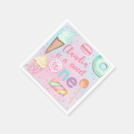 Sweet One-verjaardagspapieren luiers-feest. Servet (Hoek)