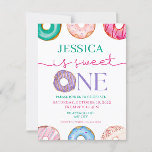 Sweet One watercolor donuts 1e verjaardag Briefkaart