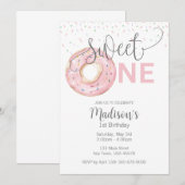 Sweet One Watercolor Girl's 1st Invitation (Devant / Derrière)