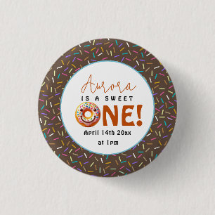 Sweet One waterverf schattige donuts 1 verjaardag Ronde Button 3,2 Cm