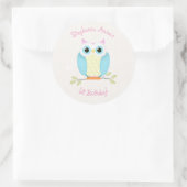 Sweet Owl Birthday Ronde Sticker (Tas)