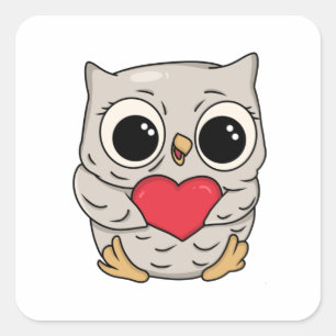 Sweet Owl met een hartliefde Vierkante Sticker