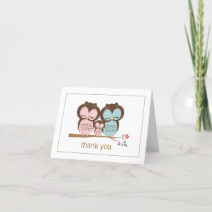 Sweet Owl Paar & Baby Dank je wel Bedankkaart