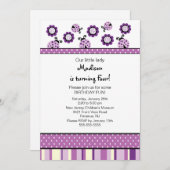 Sweet Paarse Ladybugs - uitnodiging (Voorkant / Achterkant)