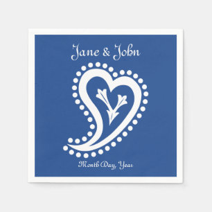 Sweet Paisley Hearts in Blue Napkins Servetten