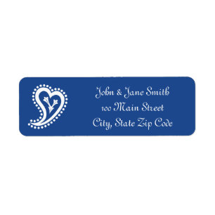 Sweet Paisley Hearts in Blue Return Address Label