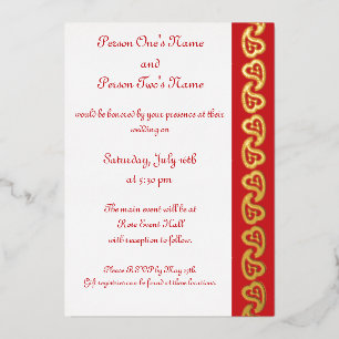 Sweet Paisley Hearts in Cherry Folie Invitation Uitnodiging