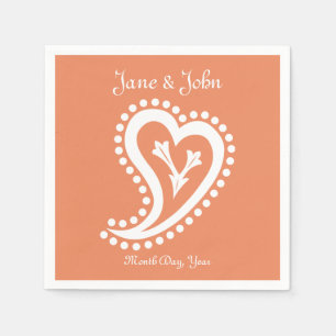 Sweet Paisley Hearts in Coral Napkins Servetten