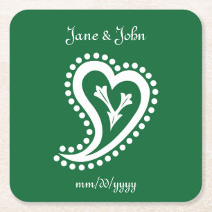 Sweet Paisley Hearts in Onderzetter Groenboek