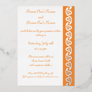 Sweet Paisley Hearts in Oranje Folie Uitnodiging