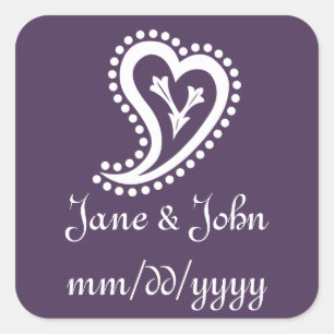 Sweet Paisley Hearts in Paarse sticker