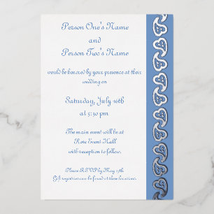 Sweet Paisley Hearts in Periwinkle Foil Invitation
