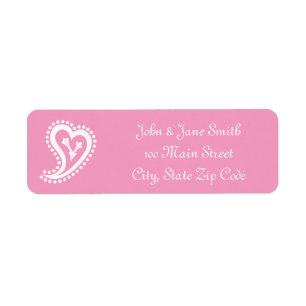 Sweet Paisley Hearts in Petal Pink Address Label