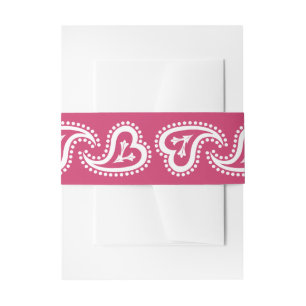 Sweet Paisley Hearts in Raspberry Invitation Band Uitnodigingen Wikkel