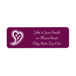 Sweet Paisley Hearts in Wine Return Address Label