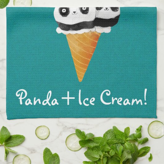 Sweet Panda Beer Ice Cream Cone Theedoek (Gevouwen)