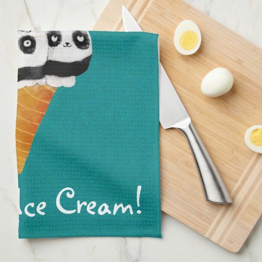 Sweet Panda Beer Ice Cream Cone Theedoek (Quarter Fold)