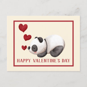 Sweet Panda & Hearts Valentijnsdag  Briefkaart
