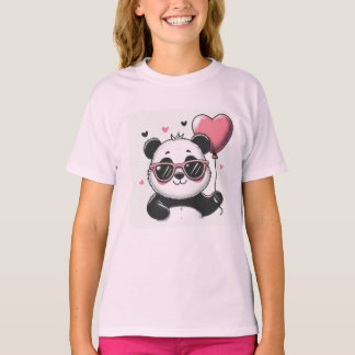 Sweet Panda tenant un T-shirt de ballon de coeur