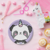 Sweet Panda Unicorn Girls Rainbow Birthday Papieren Bordje (Feest)
