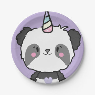 Sweet Panda Unicorn Girls Rainbow Birthday Papieren Bordje