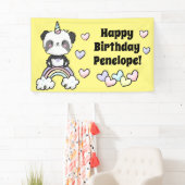 Sweet Pandacorn met regenboogharten Birthday Spandoek (Insitu)