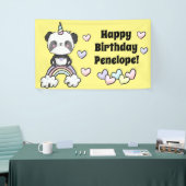 Sweet Pandacorn met regenboogharten Birthday Spandoek (Beurs)