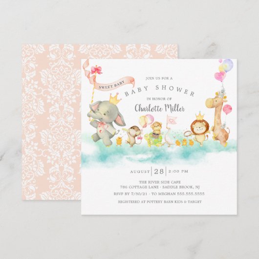 Sweet Parade Baby shower Invitation Kaart (Voorkant / Achterkant)
