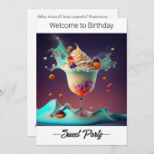 Sweet Party. Oorspronkelijke uitnodiging. Save The Date (Voorkant / Achterkant)