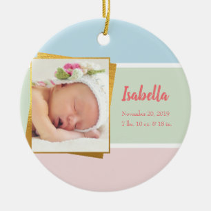 Sweet Pastel Baby Girl Foto geboortedatum Keramisch Ornament
