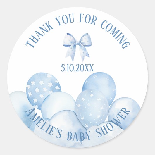 Sweet Pastel Blue Balloons Dank u Sticker (Voorkant)