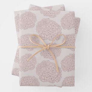 Sweet Pastel Blush Pink Girly Hydrangea Inpakpapier Vel