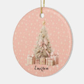Sweet Pastel Blush Pink Snowflake & Kerstboom Keramisch Ornament (Links)