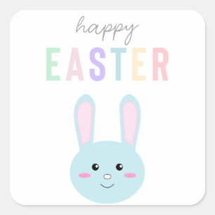 Sweet Pastel Bunny Happy Easter Schattige Kawaii Vierkante Sticker