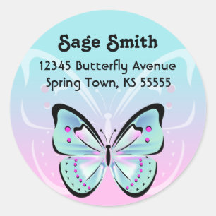 Sweet Pastel Butterfly Étiquette de adresse