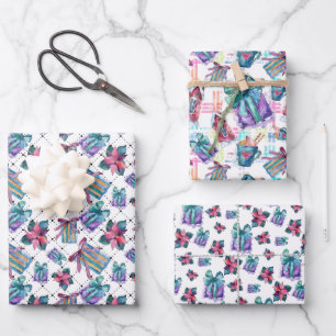 Sweet Pastel Christmas Waterverf Gift Wrap Inpakpapier Vel