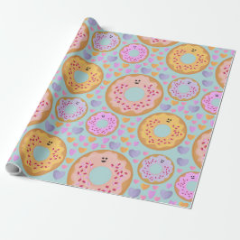 Sweet Pastel Donuts and Hearts Pattern Cadeaupapier