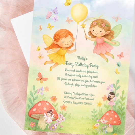 Sweet Pastel Fairy Invitation Anniversaire Pour Fi