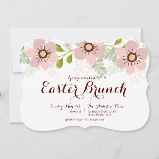Sweet Pastel Floral Pâques Brunch Invitation (Devant)