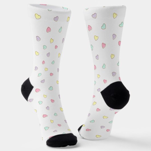 Sweet Pastel Hearts Pattern Sokken (Gebogen)