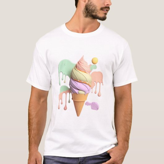 Sweet Pastel Ice Cream Cone T-Shirt (Voorkant)