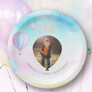 Sweet pastel onederland waterverf 1e verjaardag papieren bordje