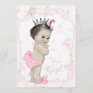 Sweet Pastel Pink Shab Chic Baby shower Kaart