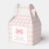Sweet Pastel Roze Plaid Gingham Bow Baby shower Bedankdoosjes (Voorkant Zijde)